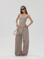 iamxiaa Inkjet Print Drawstring Casual Elastic Women's Sweatpants/joggers