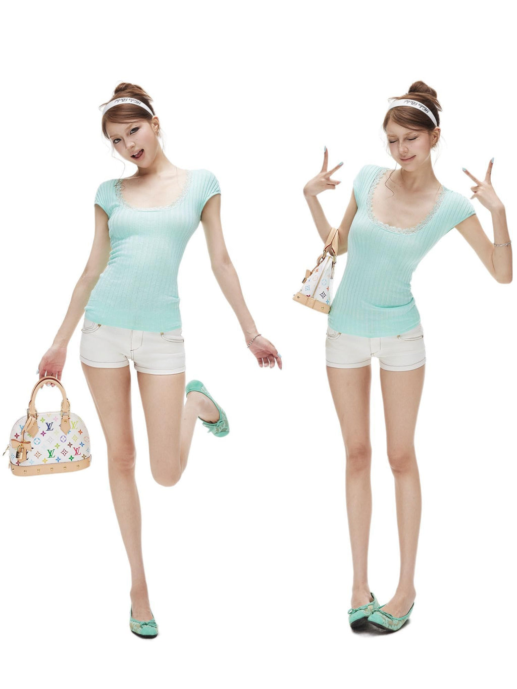 iamxiaa Lace Trim U Neck Cap Sleeve Ribbed Women's Lyocell Cotton Short Sleeve T-shirts