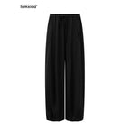 iamxiaa Lantern Low Waist Drawcord Adjustable Hem Women's Lyocell Wide-leg Pants 1048711196145