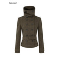 iamxiaa Large Lapel Double Breasted Belted Relaxed Women's Wool Blend Casual Jackets 978068941279