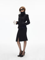 iamxiaa Large Lapel Double Breasted Belted Relaxed Women's Wool Blend Casual Jackets