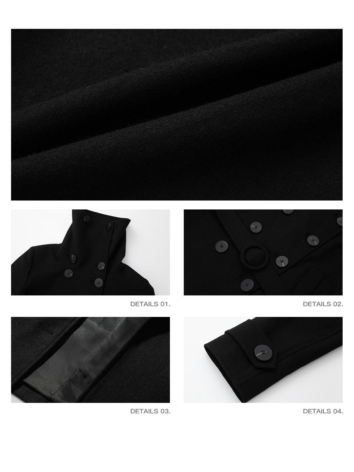 iamxiaa Large Lapel Double Breasted Belted Relaxed Women's Wool Blend Casual Jackets