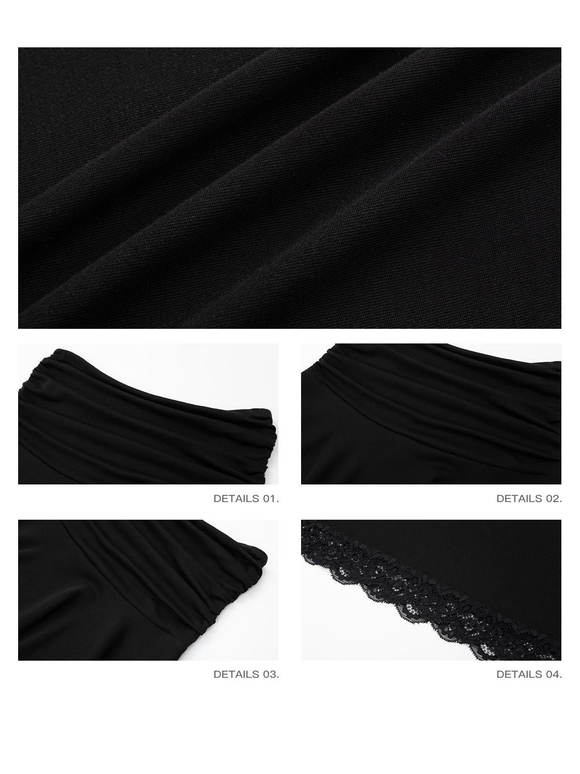 iamxiaa Low Rise Ruched Waist Wavy Pleated Lace Trim Women's Modal Midi Skirts