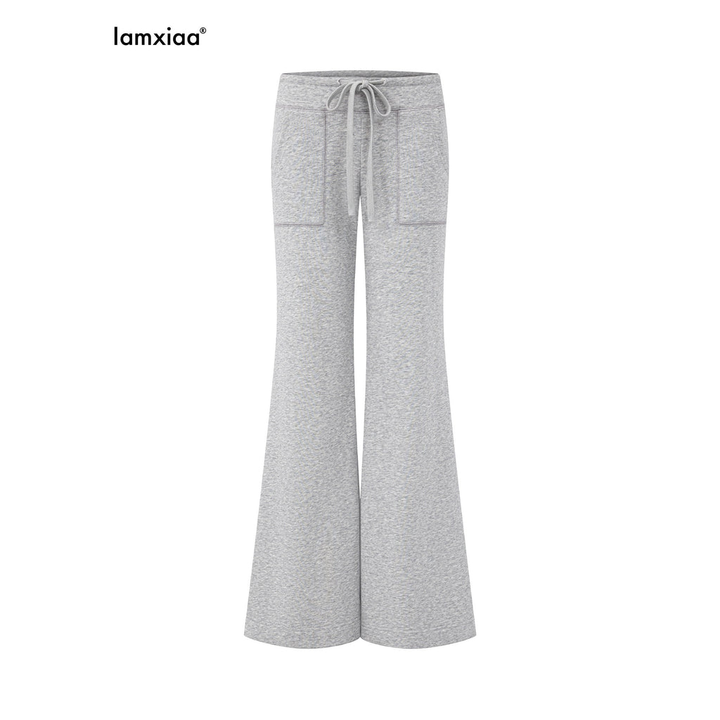 iamxiaa Low Waist Drawstring Square Patch Micro Flare Women's Cotton Sweatpants/joggers 1043676882888