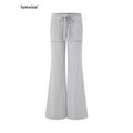 iamxiaa Low Waist Drawstring Square Patch Micro Flare Women's Cotton Sweatpants/joggers 1043676882888