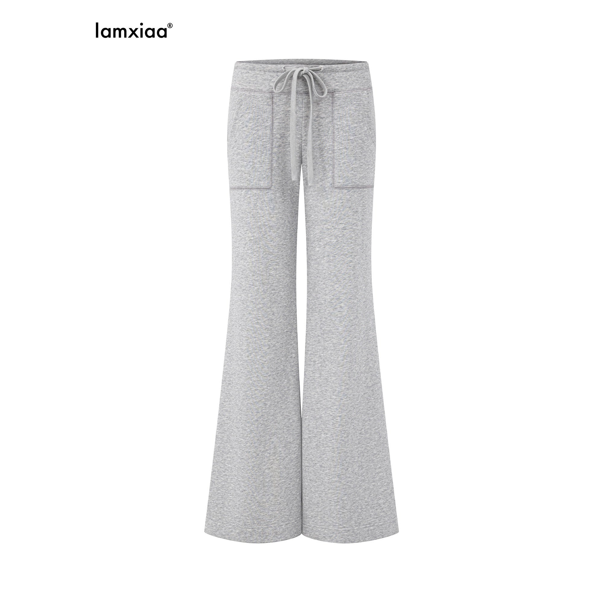 iamxiaa Low Waist Drawstring Square Patch Micro Flare Women's Cotton Sweatpants/joggers 1043676882888