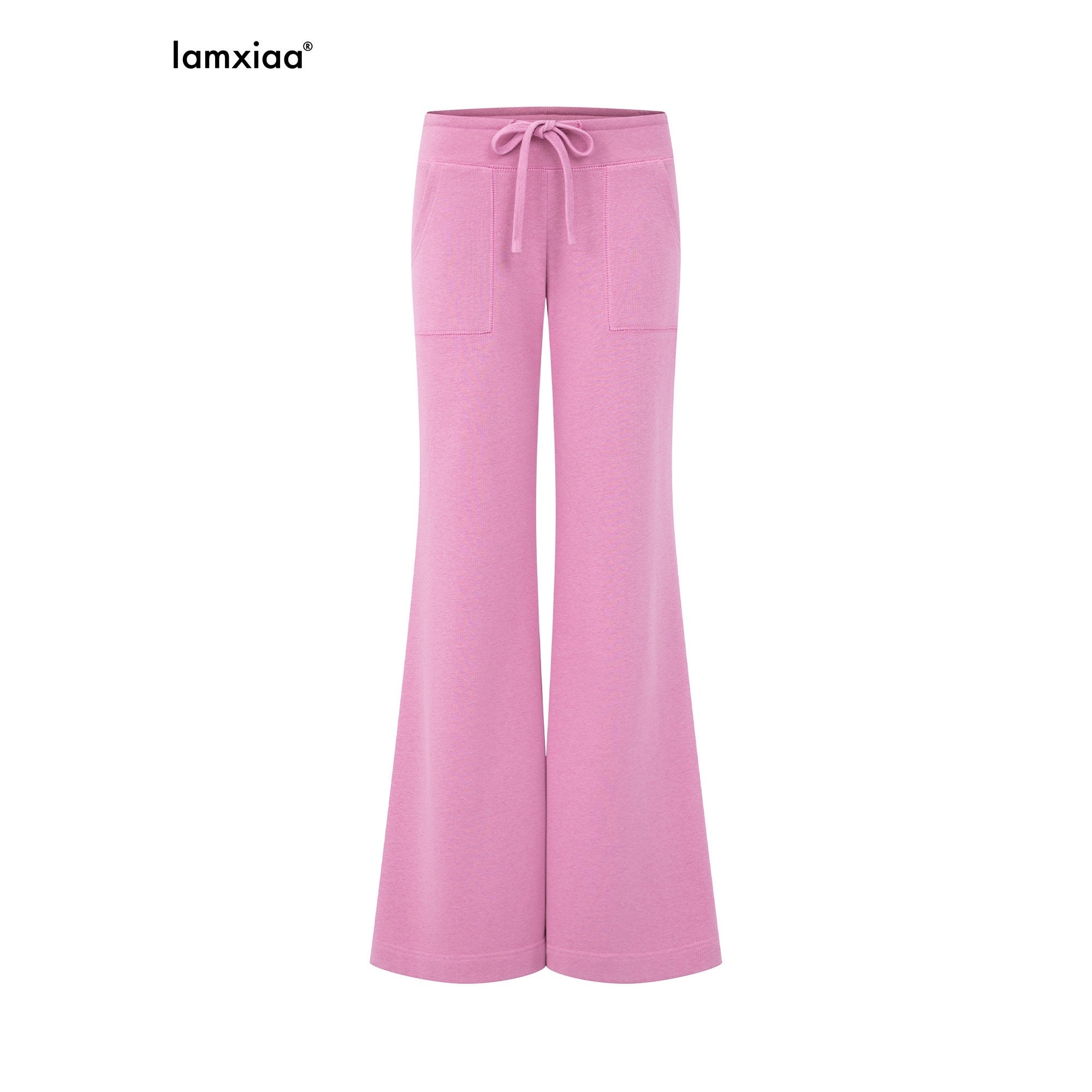 iamxiaa Low Waist Drawstring Square Patch Micro Flare Women's Cotton Sweatpants/joggers 1043676882888