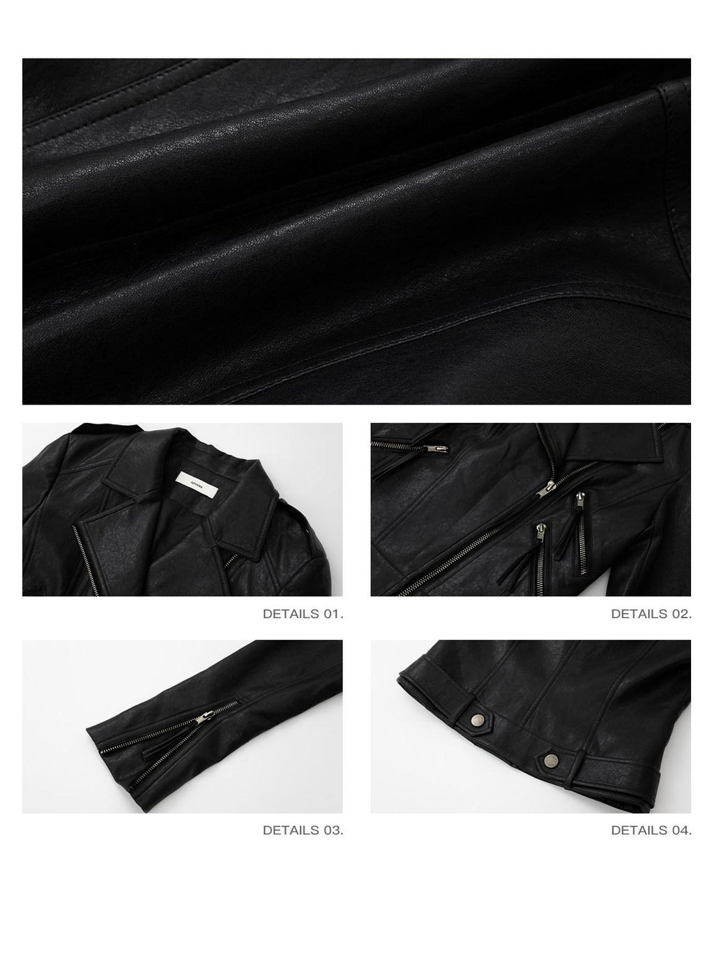 iamxiaa Matte Notch Lapel Zipper Techwear Slim Crop Women's Eco Leather Leather Jackets