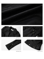 iamxiaa Matte Notch Lapel Zipper Techwear Slim Crop Women's Eco Leather Leather Jackets
