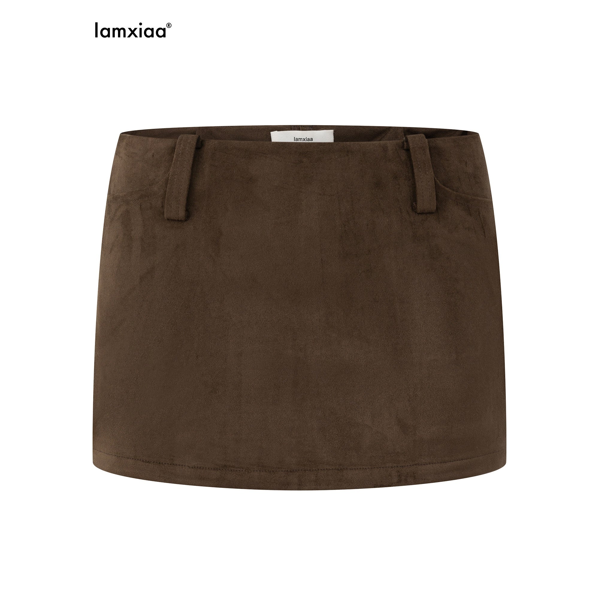 iamxiaa Matte Vintage Deep Coffee Slim A Line Women's Suede Mini Skirts 999770976411