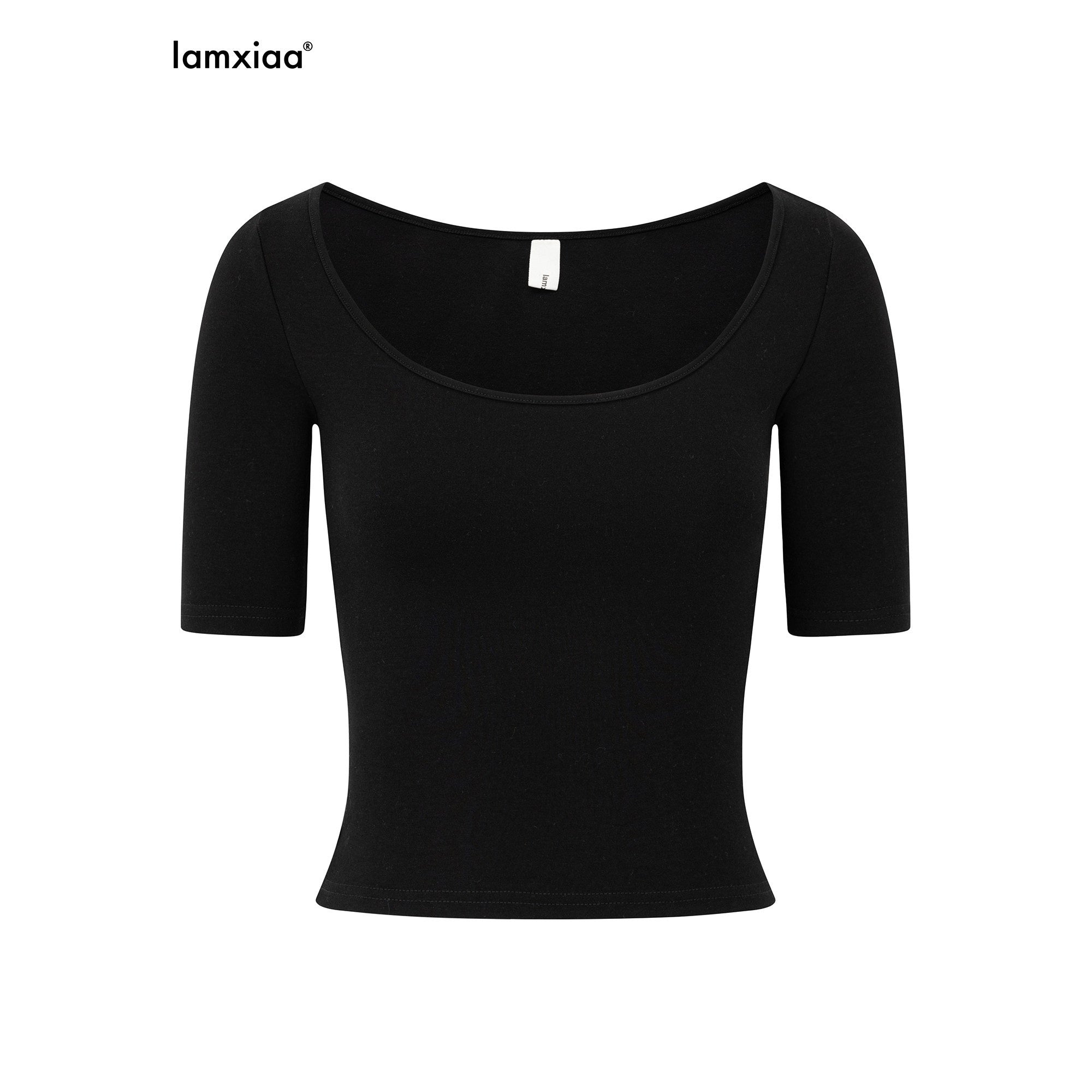 iamxiaa Minimal Crewneck Mid Sleeve Slim Fit Women's Low Waist Bodycon Top & Shorts Sets 1029690531819