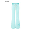 iamxiaa Mint Green Thorn Print Low Rise Drawstring Women's Flare Sweatpants/joggers 1056362166076