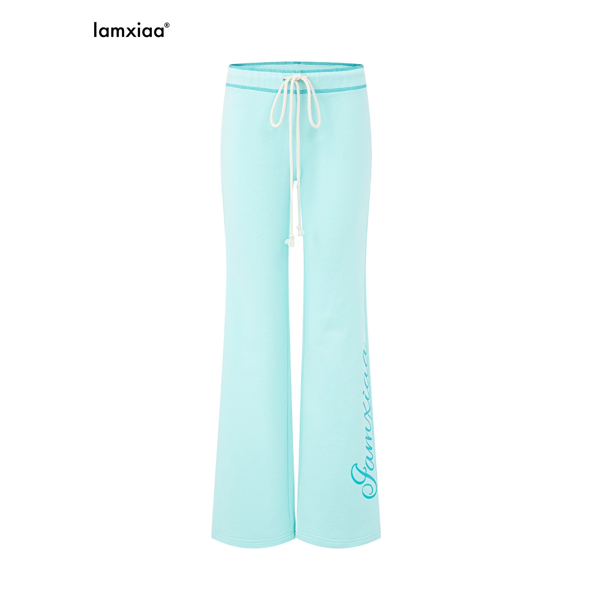 iamxiaa Mint Green Thorn Print Low Rise Drawstring Women's Flare Sweatpants/joggers 1056362166076