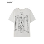 iamxiaa Oversized Micro Sheer Printed Women's Lyocell Short Sleeve T-shirts 907022096823