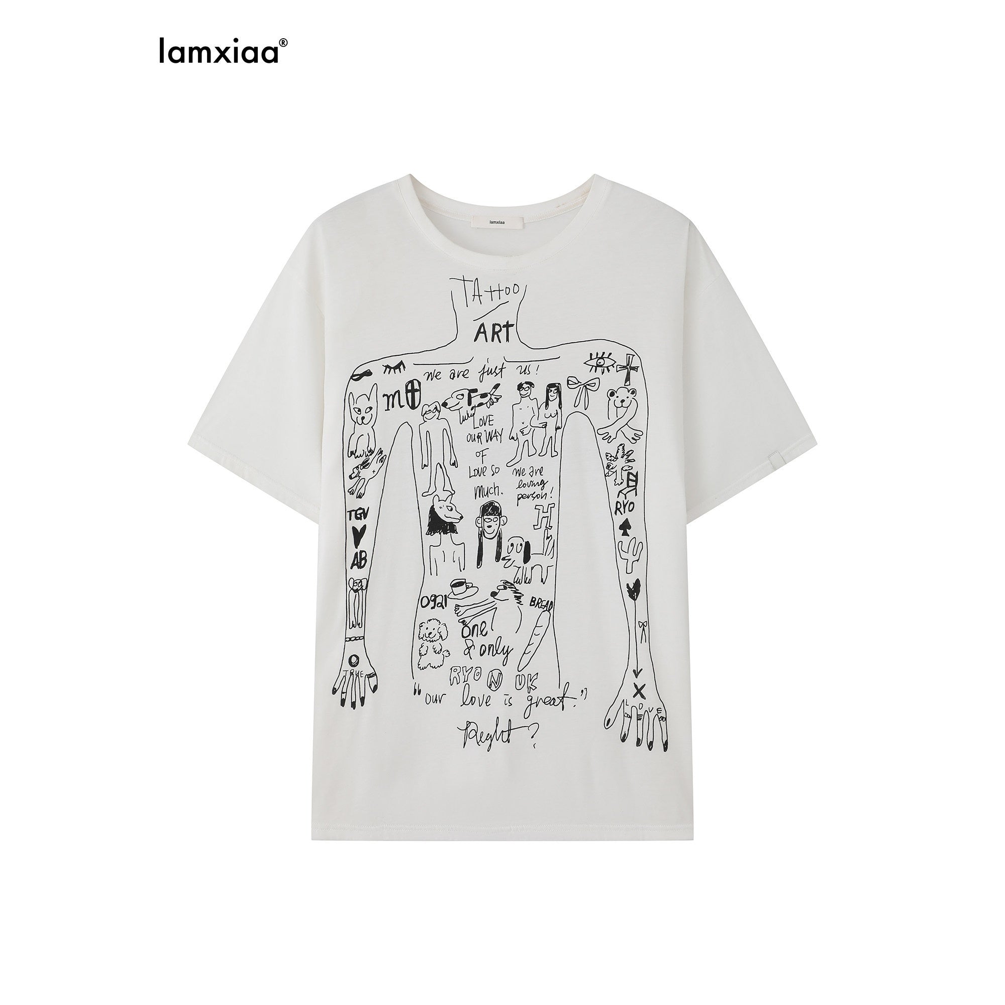 iamxiaa Oversized Micro Sheer Printed Women's Lyocell Short Sleeve T-shirts 907022096823