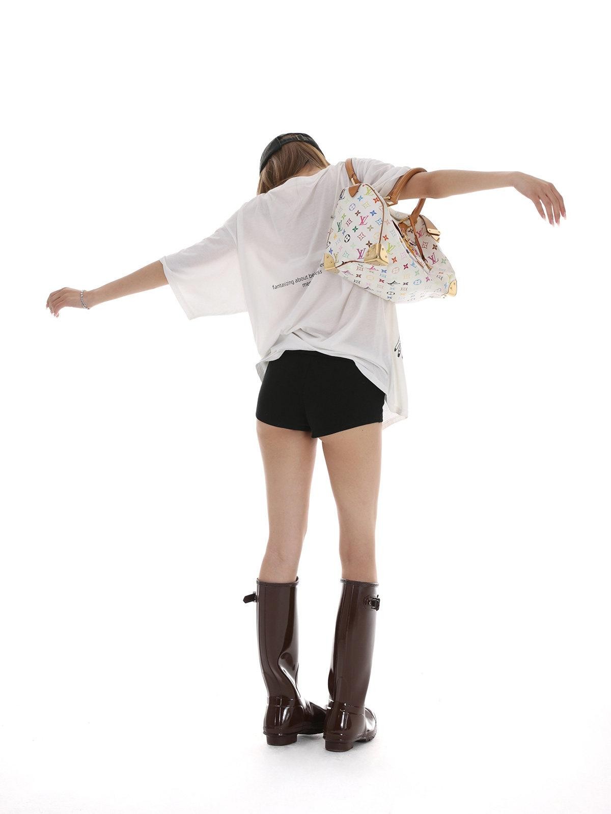 iamxiaa Oversized Micro Sheer Printed Women's Lyocell Short Sleeve T-shirts