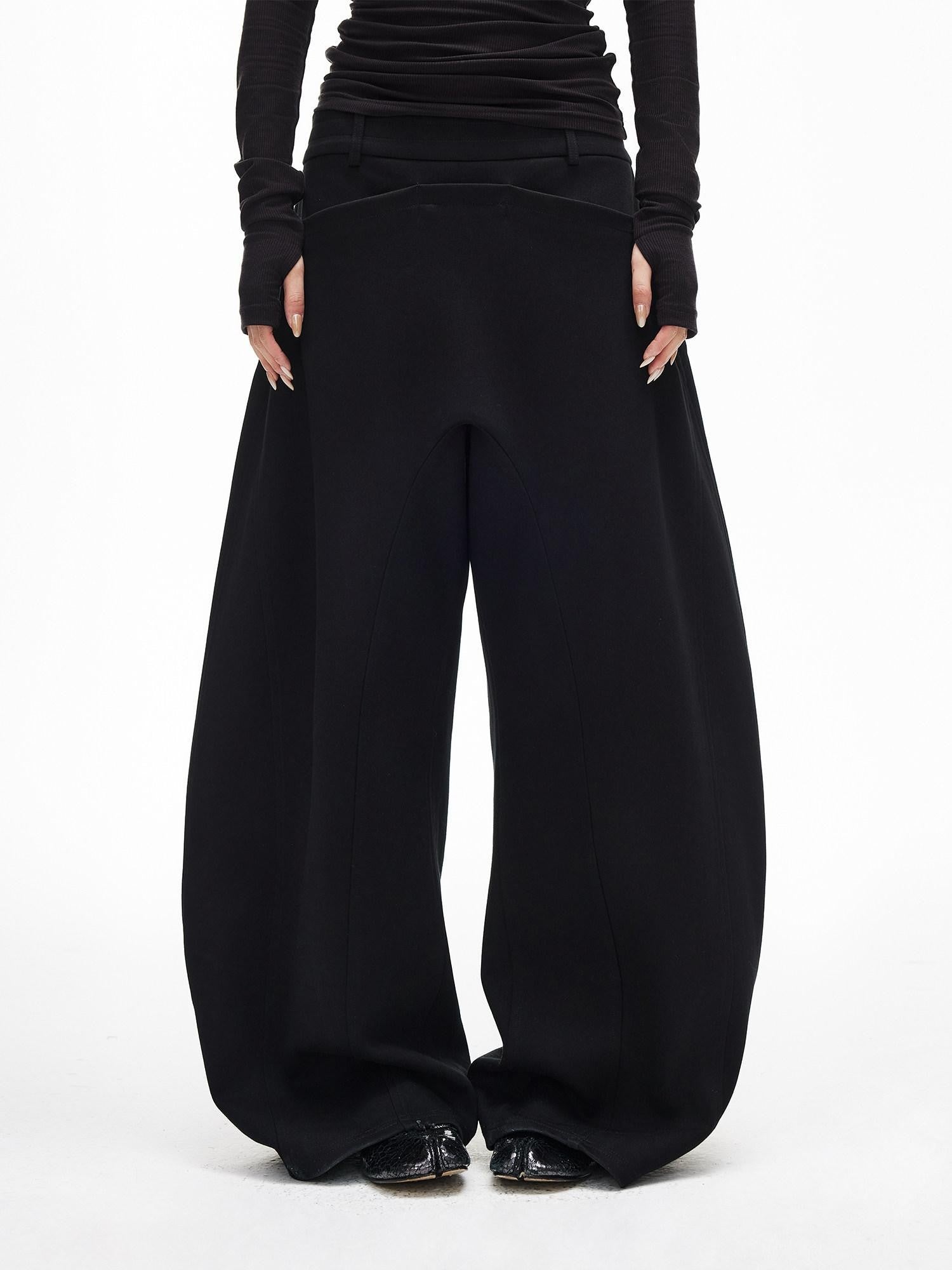 iamxiaa Panelled 3d Tailored Wide Arc Low Rise Women's High Cotton Sweatpants/joggers