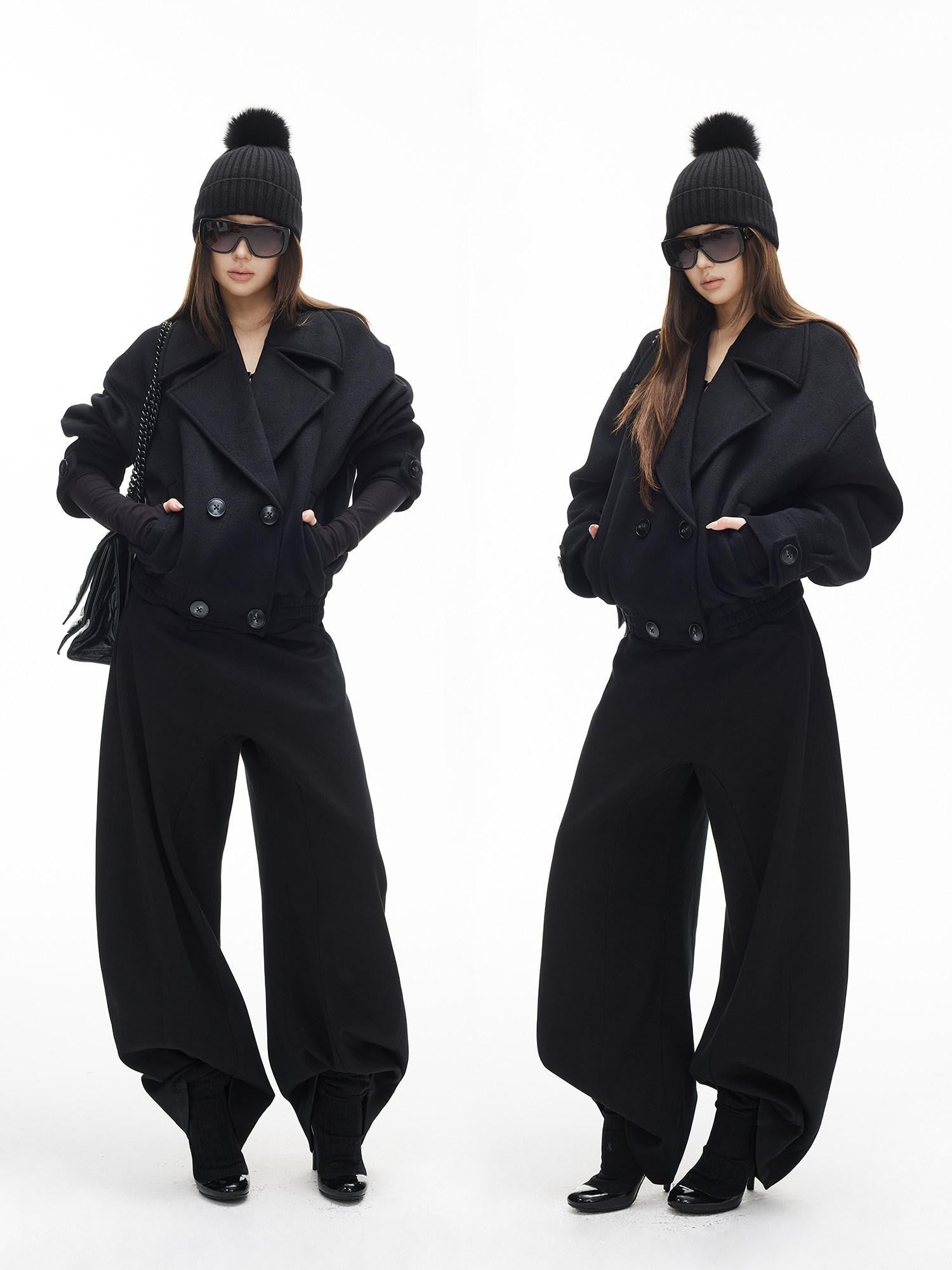 iamxiaa Panelled 3d Tailored Wide Arc Low Rise Women's High Cotton Sweatpants/joggers