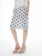 iamxiaa Polka Dot Double Layer Low Waist Bodycon Women's Thick Mesh Tulle Midi Skirts