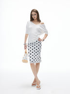 iamxiaa Polka Dot Double Layer Low Waist Bodycon Women's Thick Mesh Tulle Midi Skirts