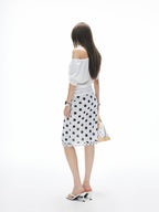 iamxiaa Polka Dot Double Layer Low Waist Bodycon Women's Thick Mesh Tulle Midi Skirts