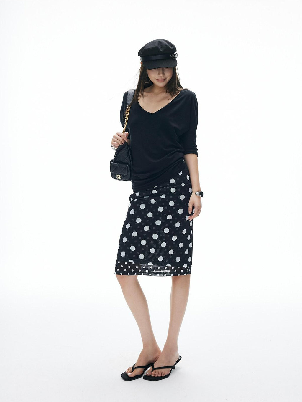 iamxiaa Polka Dot Double Layer Low Waist Bodycon Women's Thick Mesh Tulle Midi Skirts