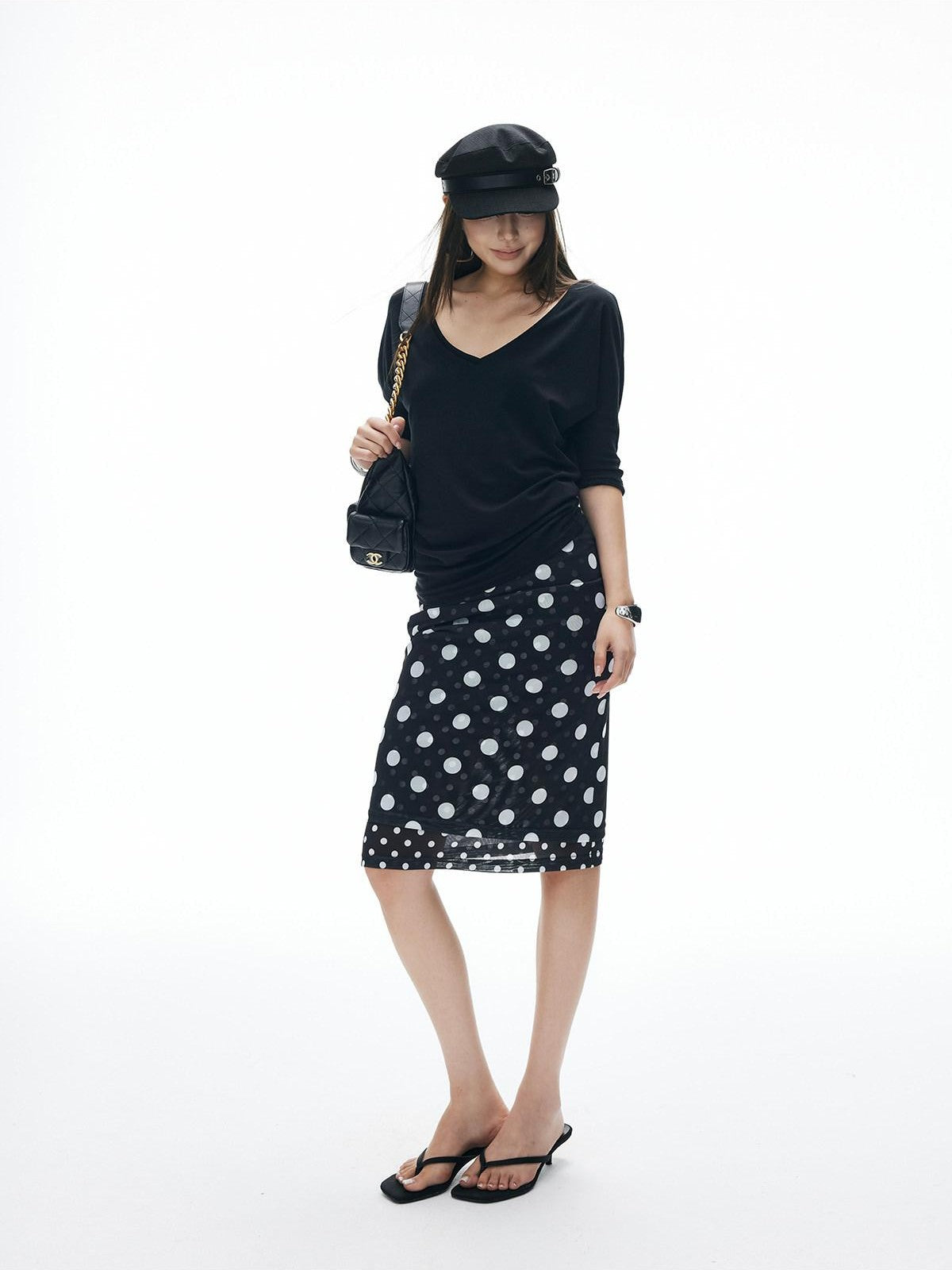 iamxiaa Polka Dot Double Layer Low Waist Bodycon Women's Thick Mesh Tulle Midi Skirts