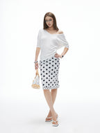 iamxiaa Polka Dot Double Layer Low Waist Bodycon Women's Thick Mesh Tulle Midi Skirts
