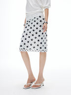 iamxiaa Polka Dot Double Layer Low Waist Bodycon Women's Thick Mesh Tulle Midi Skirts