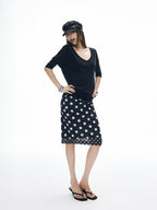 iamxiaa Polka Dot Double Layer Low Waist Bodycon Women's Thick Mesh Tulle Midi Skirts