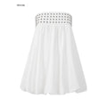 iamxiaa Puffed Bandeau Metal Ring Embellished A Line Women's Lyocell Cotton Midi Skirts 1048715824306