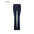 iamxiaa Retro Double Button Low Waist Wide Waist Slimming Women's Raw Denim Flare Jeans 1013148670597