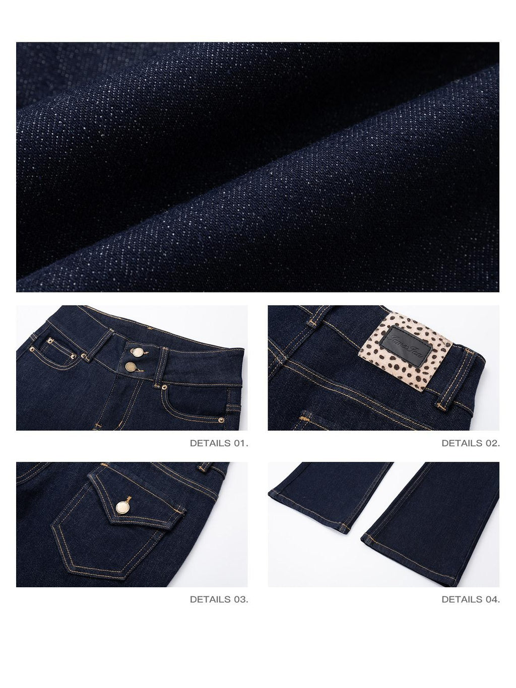 iamxiaa Retro Double Button Low Waist Wide Waist Slimming Women's Raw Denim Flare Jeans