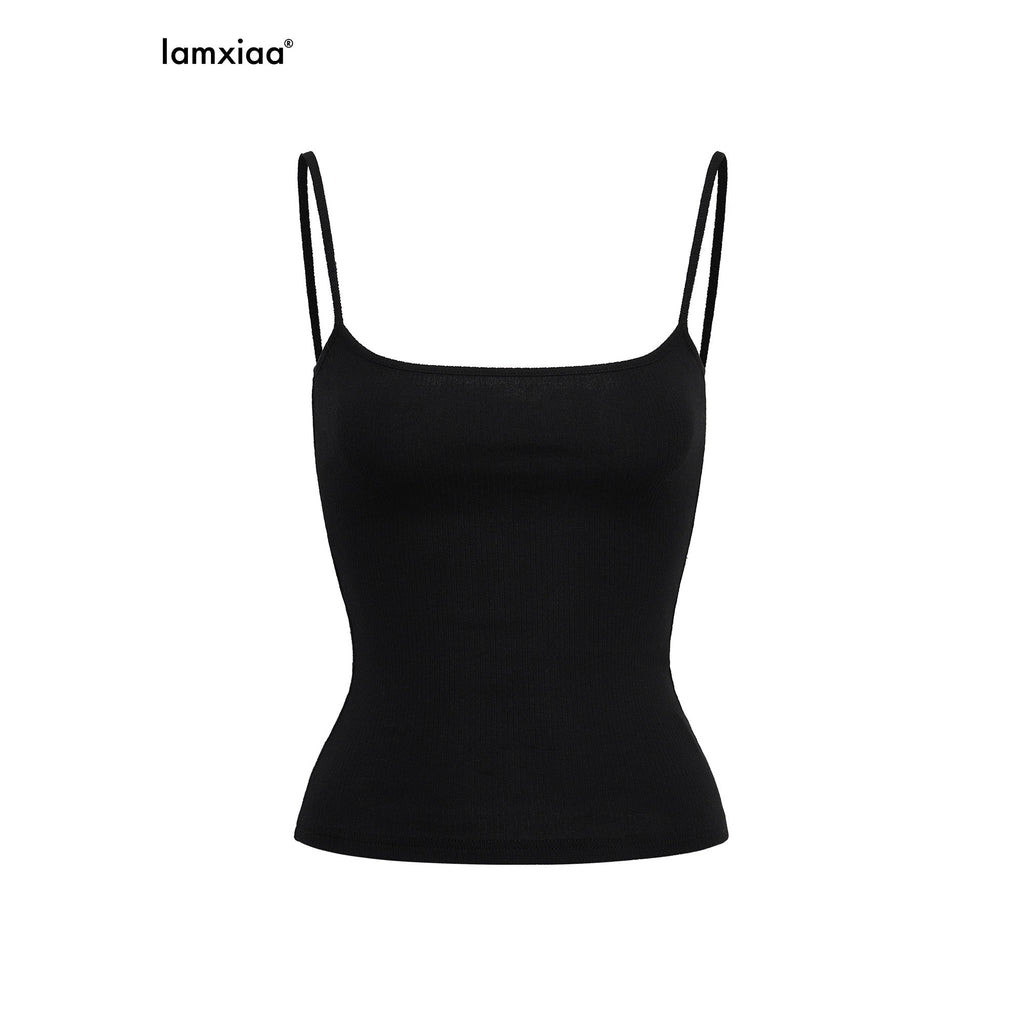 iamxiaa Ribbed Reversible U Neck Slim Fit Women's High Cotton Knit Camisoles 967394913083