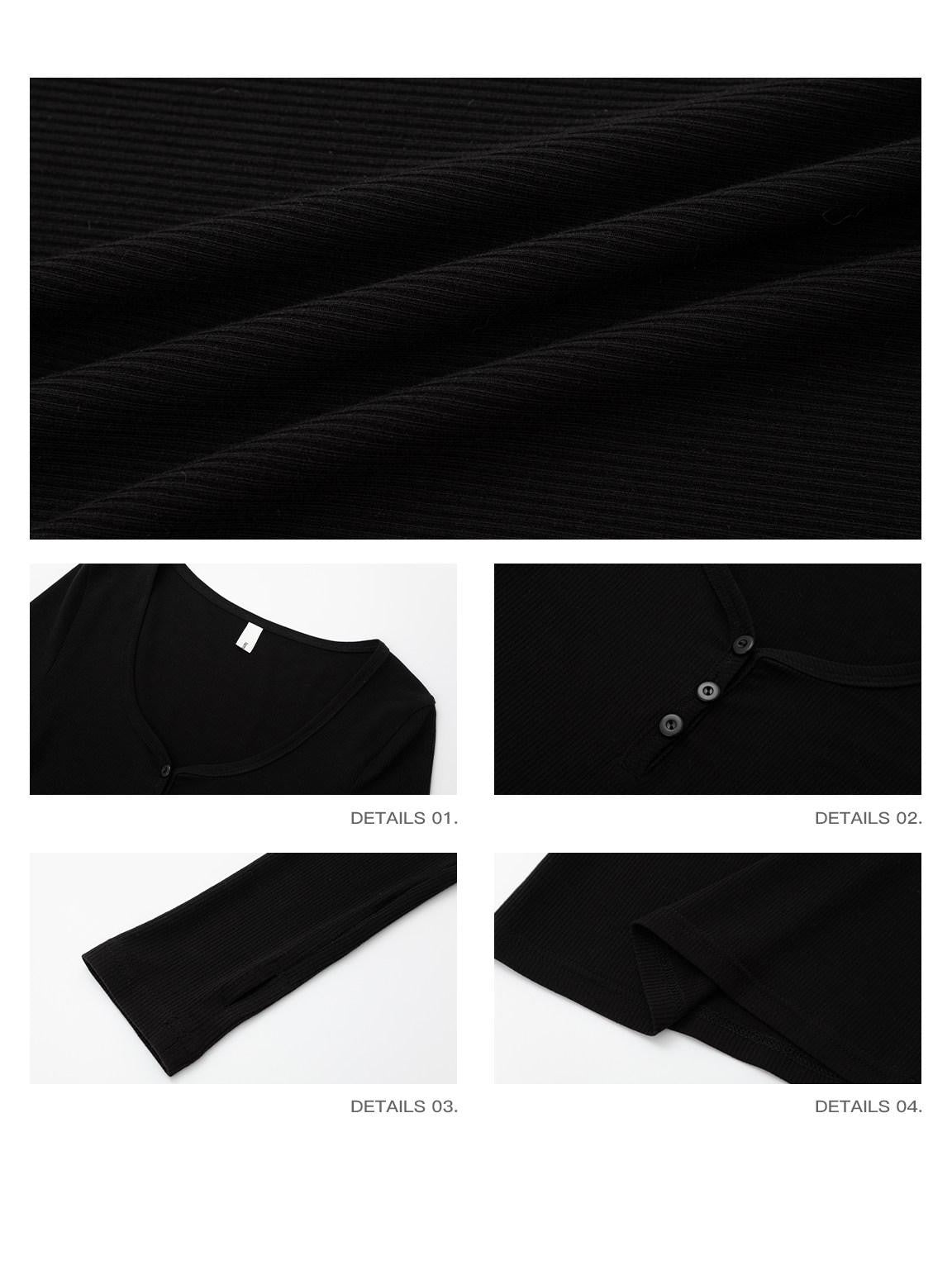 iamxiaa Ribbed U Henley Neck Slim Fit Stretch Women's Tencel Wool Long Sleeve T-shirts