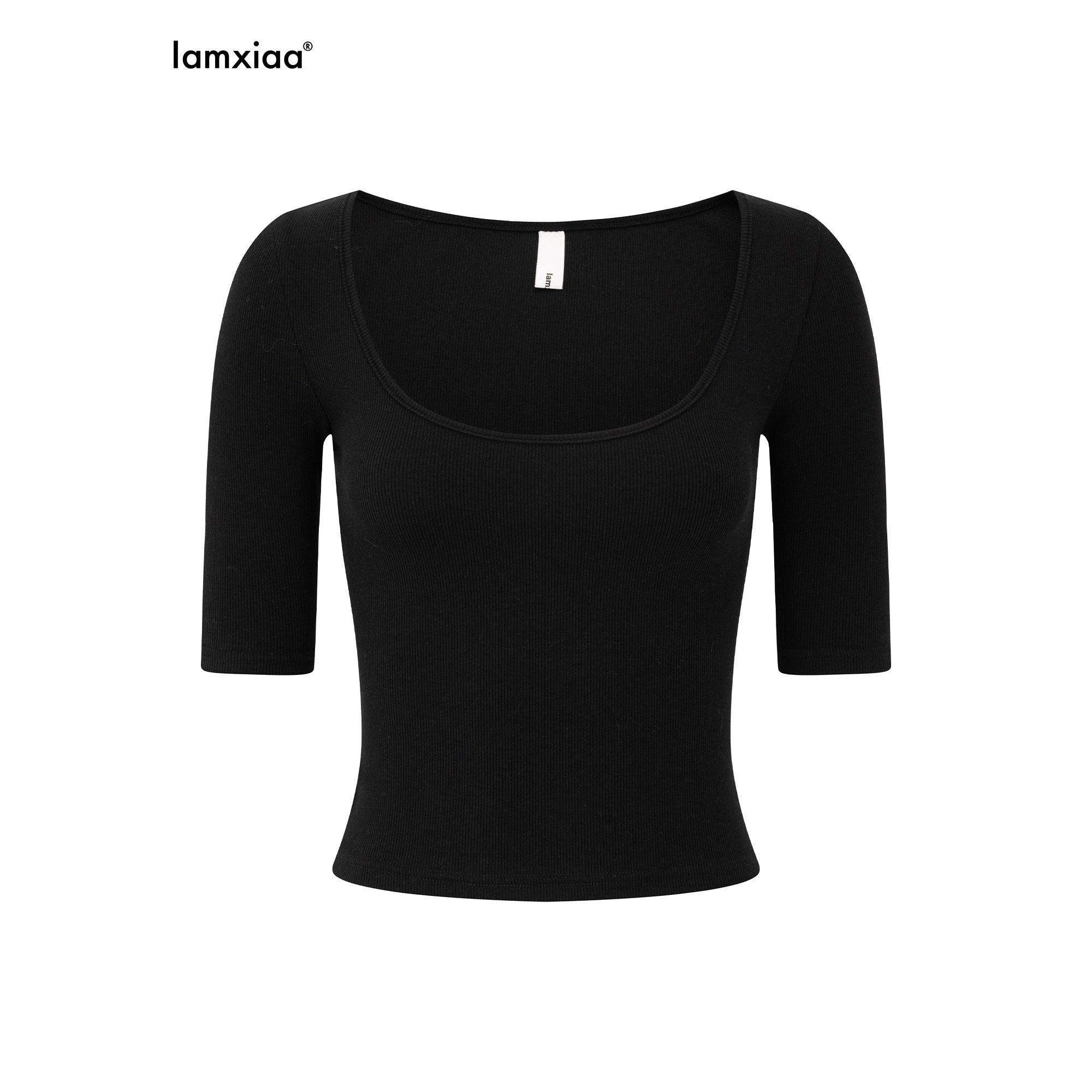iamxiaa Ribbed U Neck High Stretch Slim Low Rise Flare Women's Silk Top & Pants Sets 1020241200357