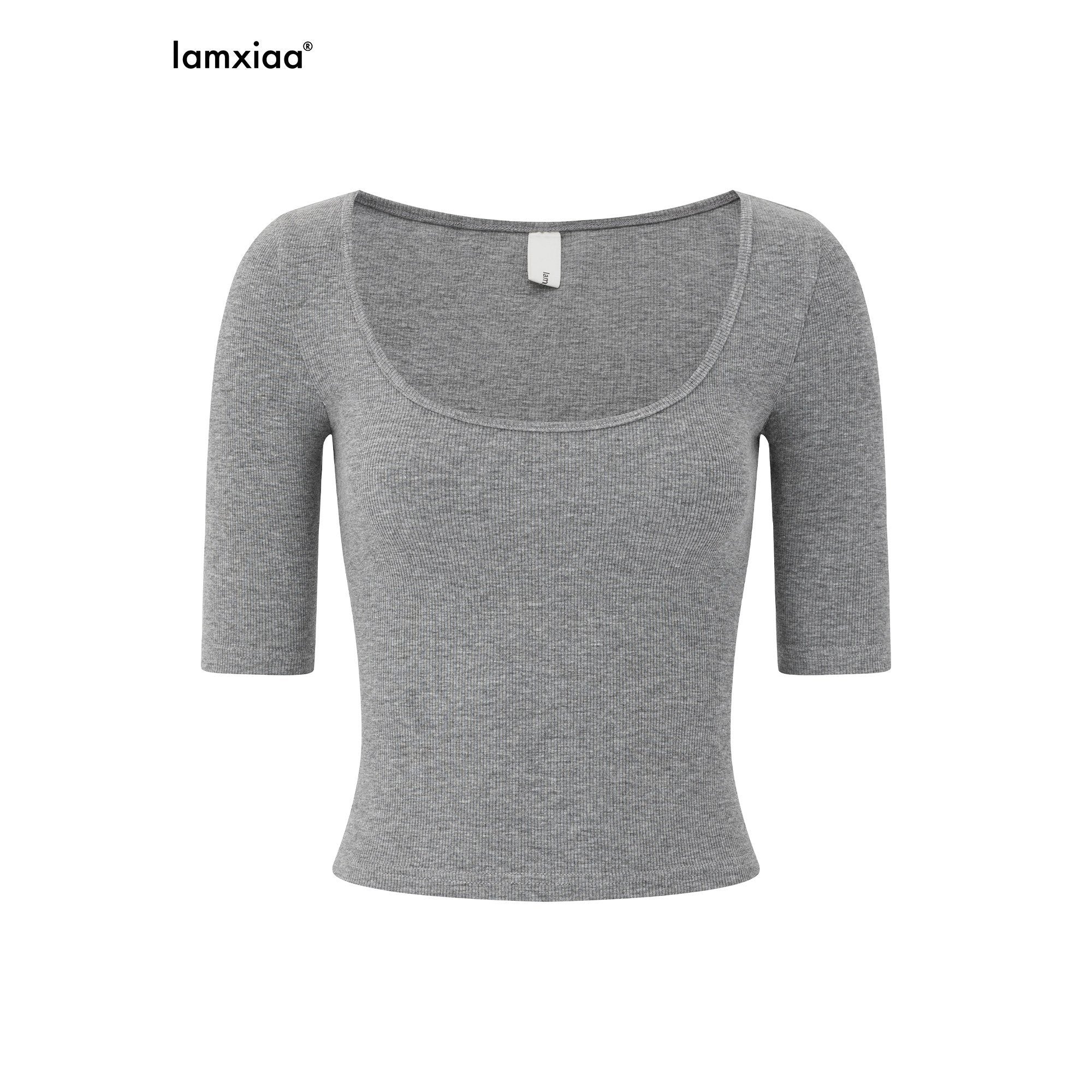 iamxiaa Ribbed U Neck High Stretch Slim Low Rise Flare Women's Silk Top & Pants Sets 1020241200357