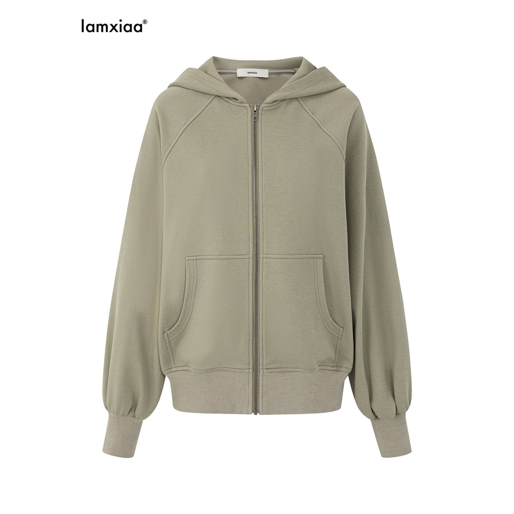 iamxiaa Sage Hooded Zip Loose Top U Neck Slim Racerback Women's Cotton Top & Skirt Sets 1031094954926