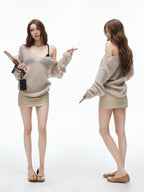 iamxiaa Sculptural Pleated Panel Smooth Back Women's Matte Leather Mini Skirts