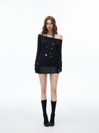 iamxiaa Sculptural Pleated Panel Smooth Back Women's Matte Leather Mini Skirts