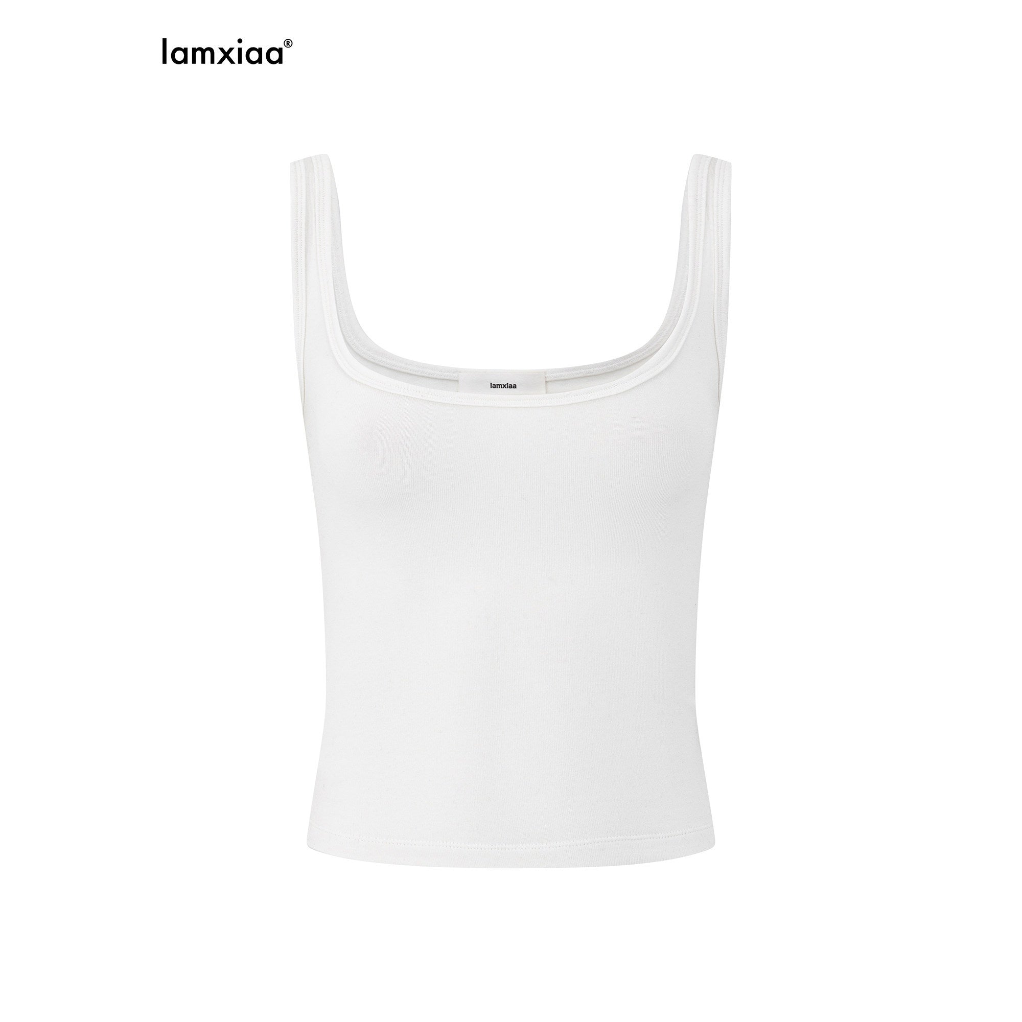 iamxiaa Slim Fit Wide Strap U Neck Women's Cotton Stretch Blend Tank Tops 1013118262457