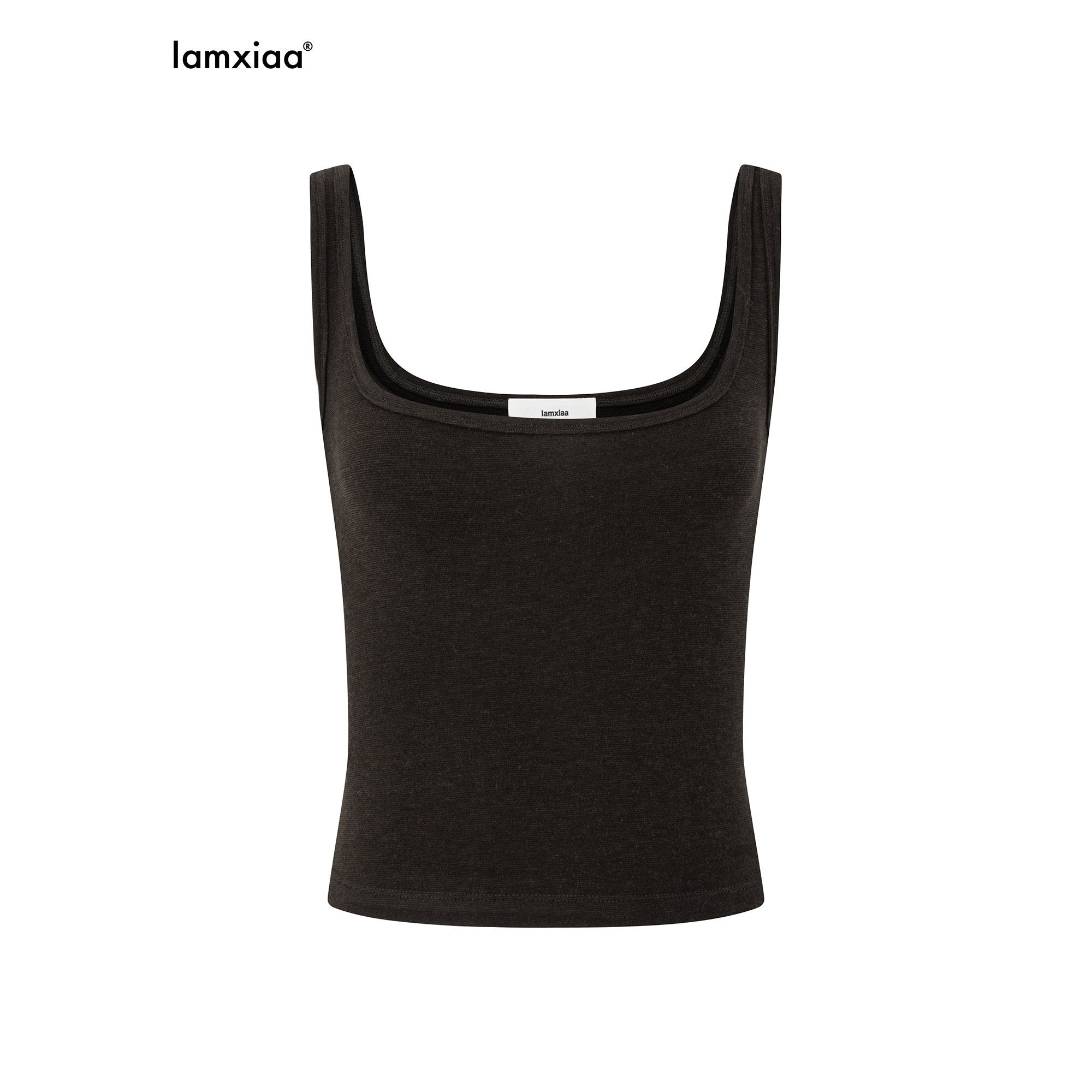 iamxiaa Slim Fit Wide Strap U Neck Women's Cotton Stretch Blend Tank Tops 1013118262457