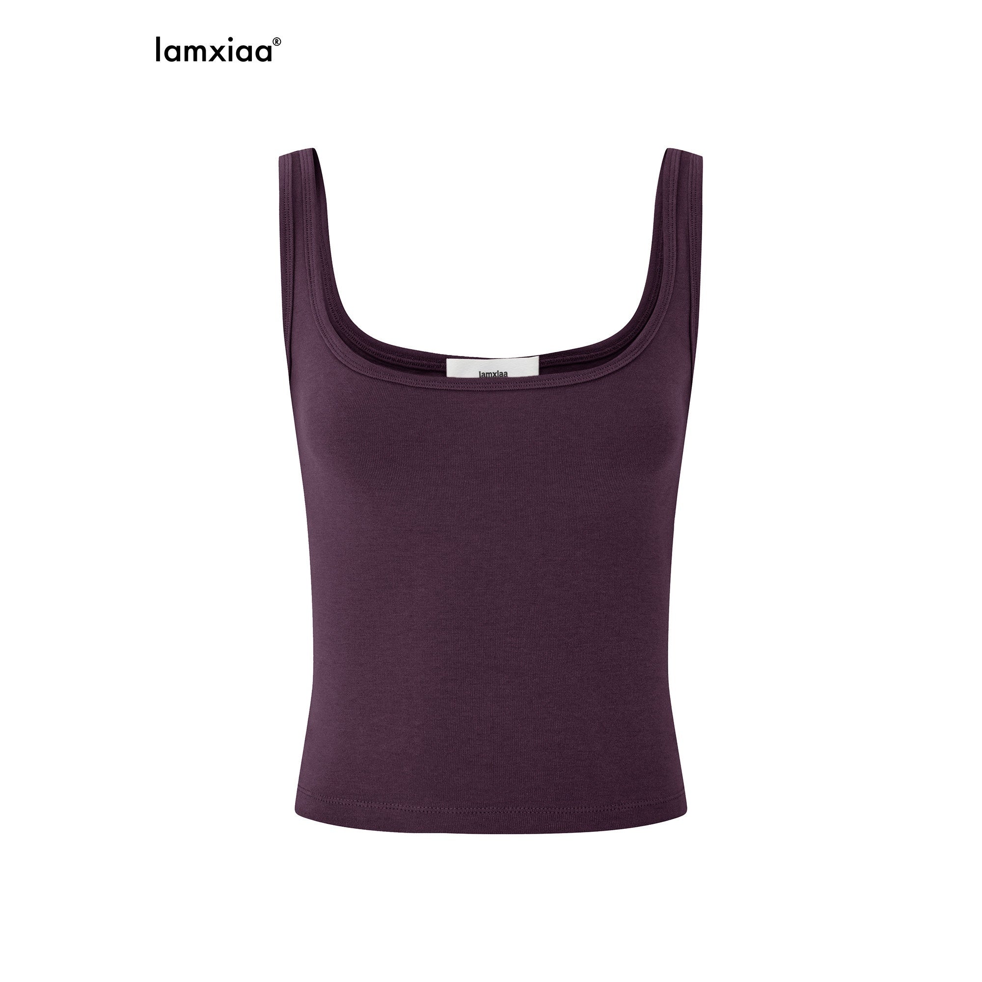 iamxiaa Slim Fit Wide Strap U Neck Women's Cotton Stretch Blend Tank Tops 1013118262457