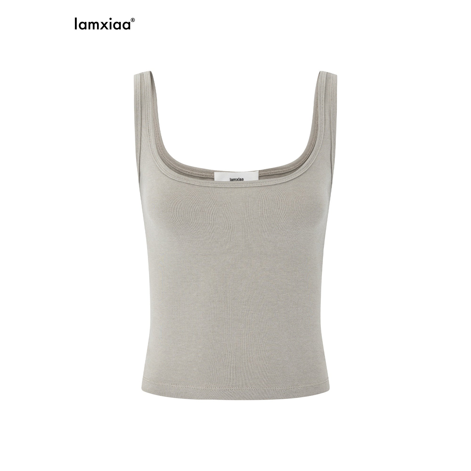 iamxiaa Slim Fit Wide Strap U Neck Women's Cotton Stretch Blend Tank Tops 1013118262457