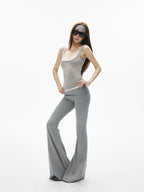 iamxiaa Slim Fit Wide Strap U Neck Women's Cotton Stretch Blend Tank Tops