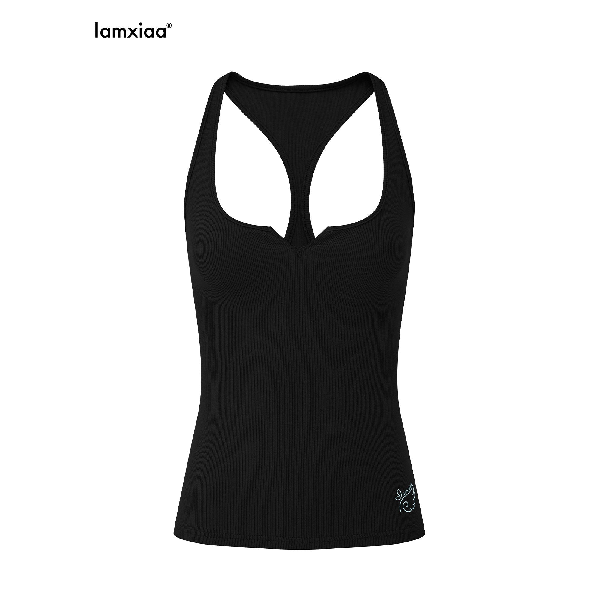 iamxiaa Small Wing Print Ribbed Knit U Neck Racerback Women's High Cotton Tank Tops 1057126057033