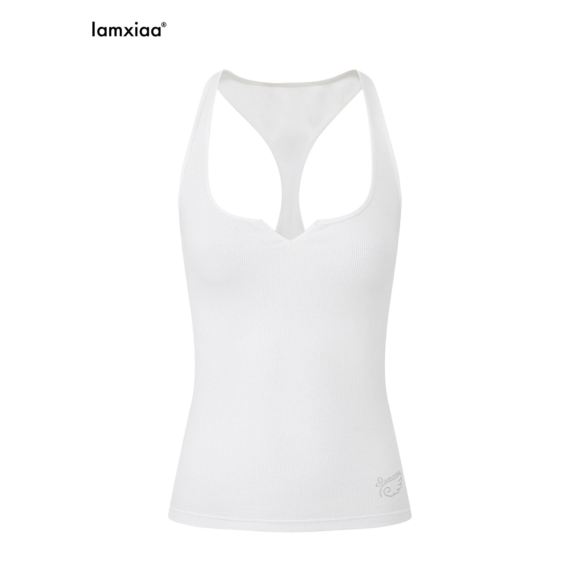 iamxiaa Small Wing Print Ribbed Knit U Neck Racerback Women's High Cotton Tank Tops 1057126057033