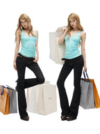 iamxiaa Small Wing Print Ribbed Knit U Neck Racerback Women's High Cotton Tank Tops