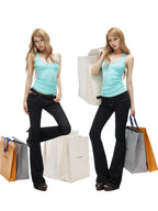 iamxiaa Small Wing Print Ribbed Knit U Neck Racerback Women's High Cotton Tank Tops