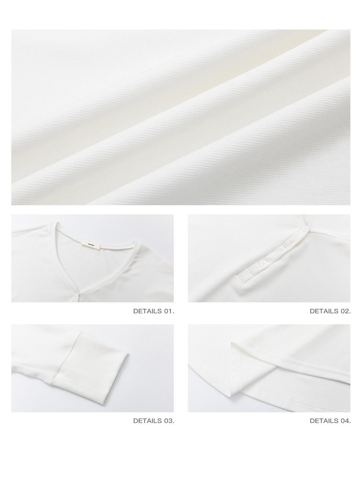 iamxiaa Soft Drape Heart Henley Collar Shell Buttons Women's Short Sleeve T-shirts